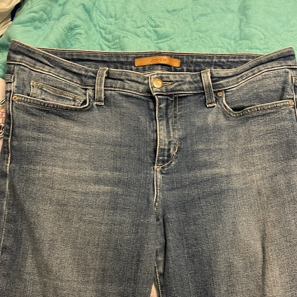 Joe's The Icon Mid Rise Skinny Ankle Jeans women’s W32 leather logo frayed hem - Picture 10 of 10